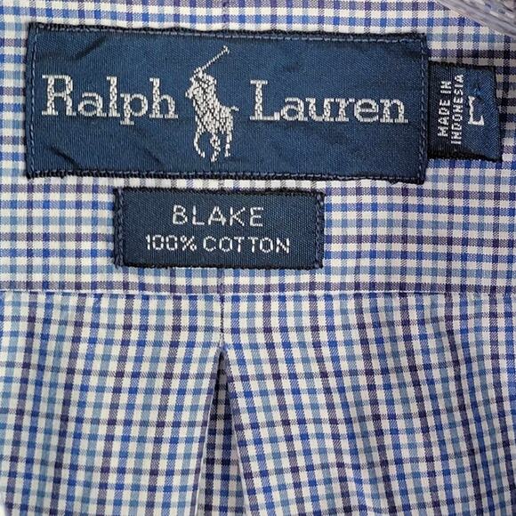 Polo Ralph Lauren Shirt Oxford Button Down Mens Size Large Blue White LS Blake - Picture 7 of 10